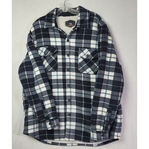 Freedom Foundry Sherpa Mens Size XL Jacket Black White Plaid Outdoor Flannel